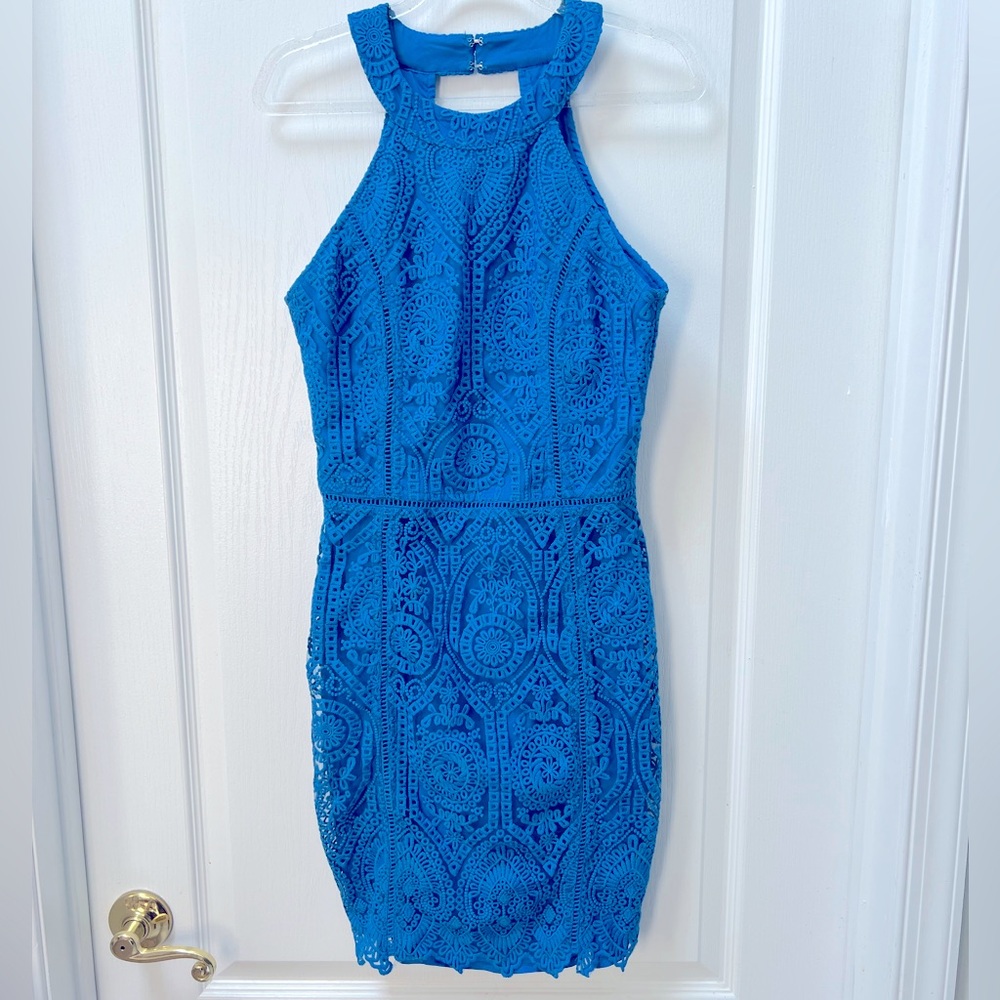 Embroidered halter dress
